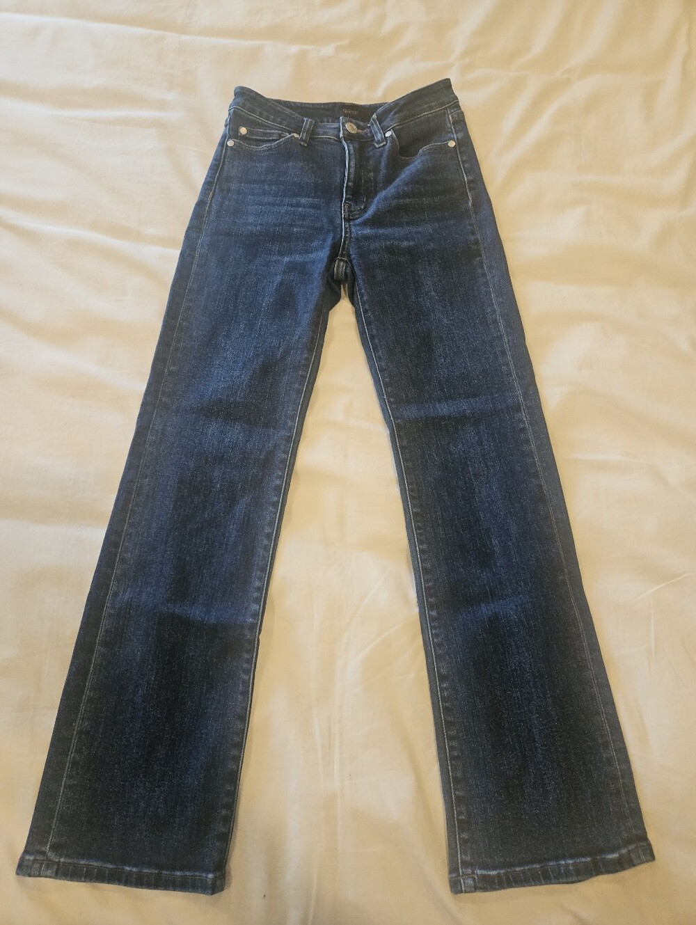 Quince Straight Leg Jeans in Dark Wash Drinking Women's Size 24 Organic Cotton.